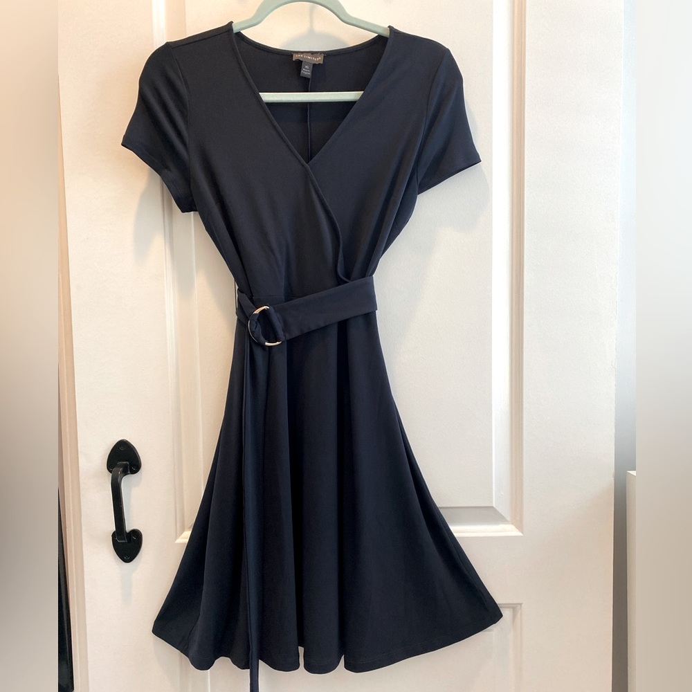 The Limited v-neck belted swing dress (navy, XS)